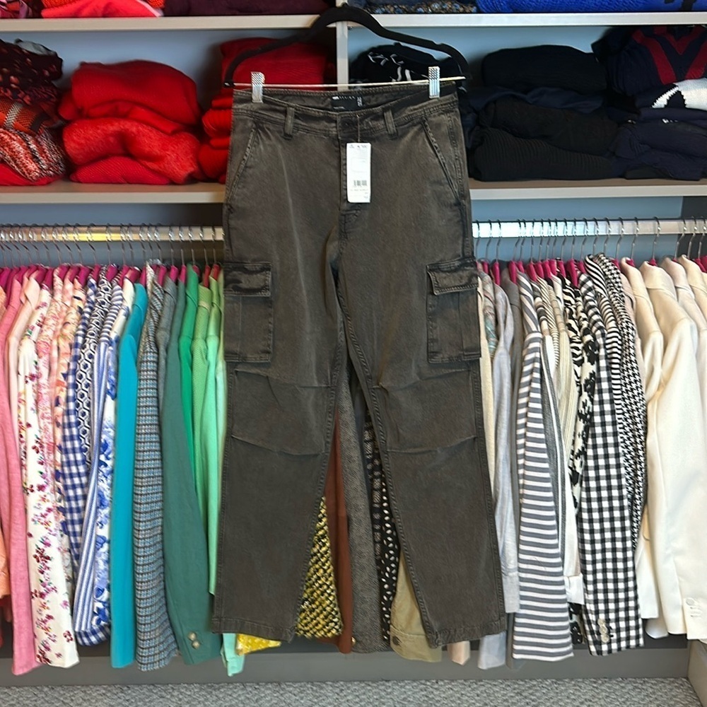 ASOS design black acid wash cargo jeans size 30” x 32”